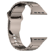 For Apple Watch 9 45mm Square Buckle Armor Style Silicone Watch Band(Plating Titanium Silver)