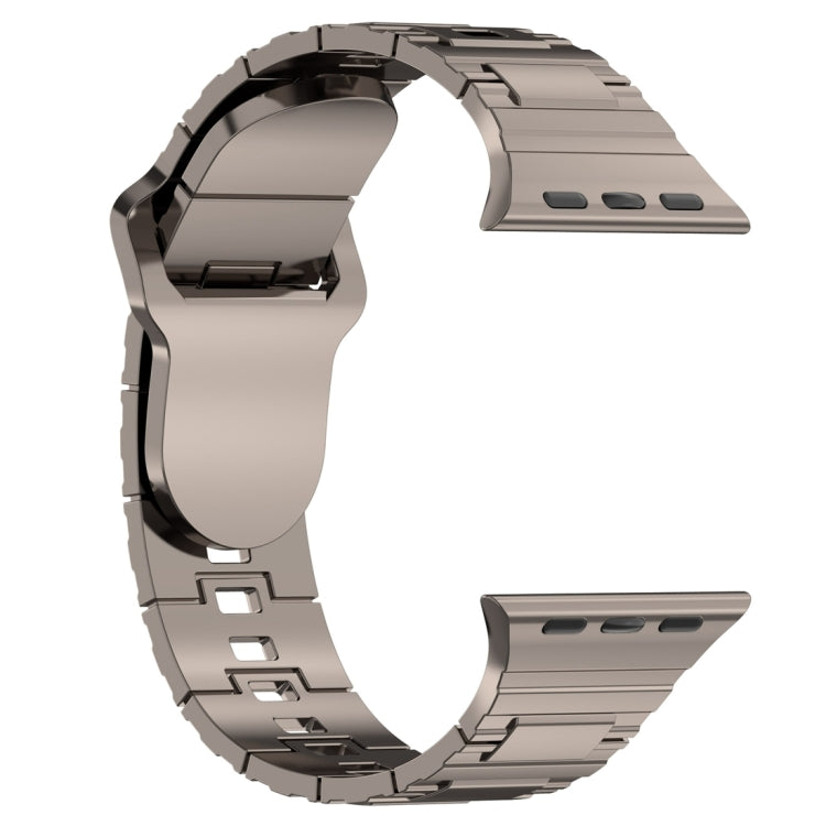For Apple Watch 9 45mm Square Buckle Armor Style Silicone Watch Band(Plating Titanium Silver)