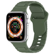 For Apple Watch 9 45mm Square Buckle Armor Style Silicone Watch Band(Dark Green) - Watch Bands by PMC TechLife | Online Shopping South Africa | PMC TechLife