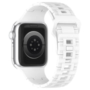 For Apple Watch 9 45mm Square Buckle Armor Style Silicone Watch Band(White)