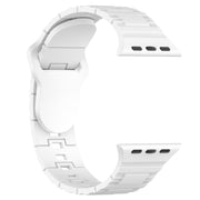 For Apple Watch 9 45mm Square Buckle Armor Style Silicone Watch Band(White)