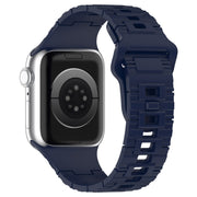 For Apple Watch 9 45mm Square Buckle Armor Style Silicone Watch Band(Midnight Blue)