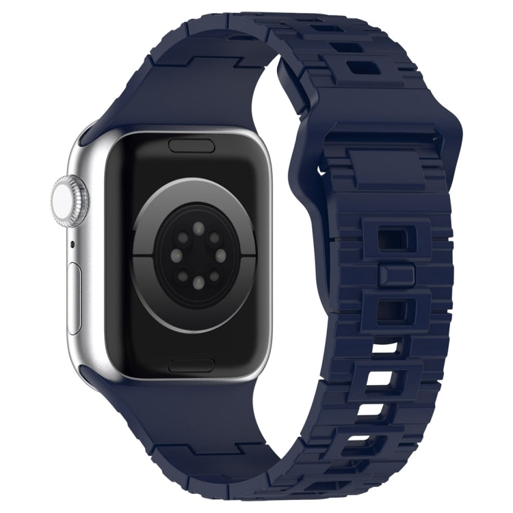 For Apple Watch 9 45mm Square Buckle Armor Style Silicone Watch Band(Midnight Blue)