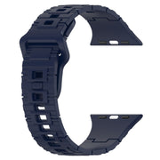 For Apple Watch 9 45mm Square Buckle Armor Style Silicone Watch Band(Midnight Blue)