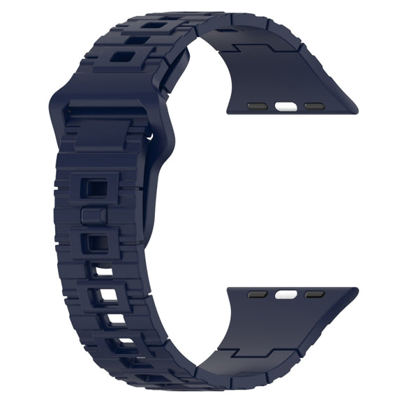For Apple Watch 9 45mm Square Buckle Armor Style Silicone Watch Band(Midnight Blue)