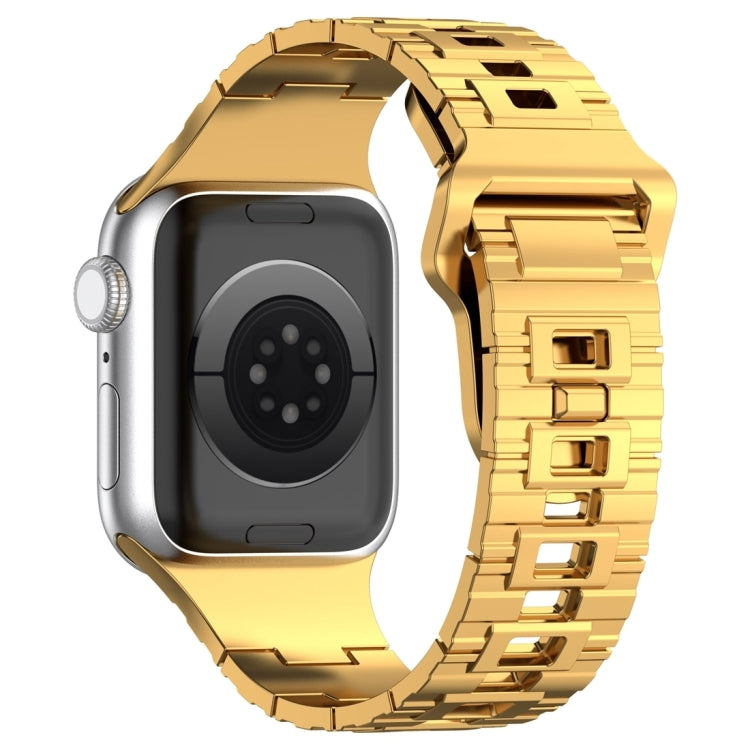 For Apple Watch 9 41mm Square Buckle Armor Style Silicone Watch Band(Plating Gold)