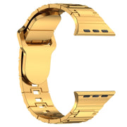 For Apple Watch 9 41mm Square Buckle Armor Style Silicone Watch Band(Plating Gold)