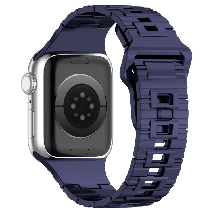 For Apple Watch 9 41mm Square Buckle Armor Style Silicone Watch Band(Plating Blue)