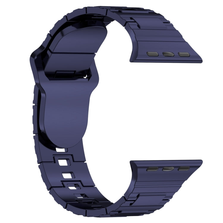 For Apple Watch 9 41mm Square Buckle Armor Style Silicone Watch Band(Plating Blue)