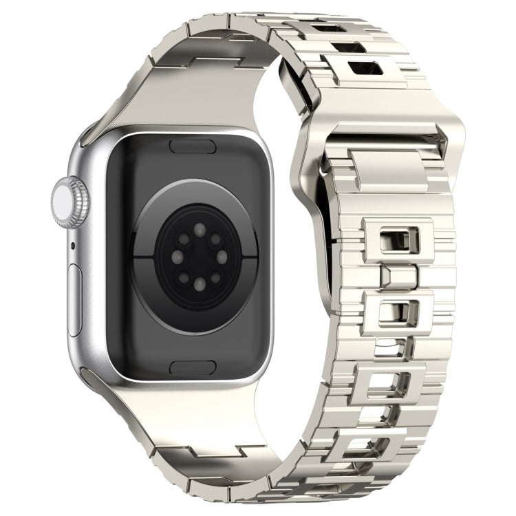 For Apple Watch 9 41mm Square Buckle Armor Style Silicone Watch Band(Plating Silver)