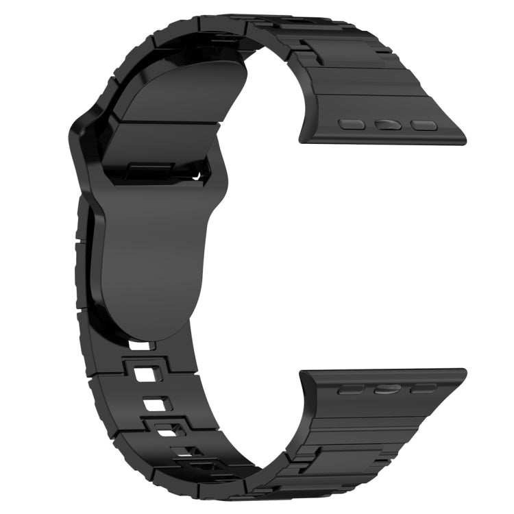 For Apple Watch 9 41mm Square Buckle Armor Style Silicone Watch Band(Plating Titanium Black)