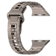 For Apple Watch 9 41mm Square Buckle Armor Style Silicone Watch Band(Plating Titanium Silver)