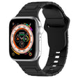 For Apple Watch 9 41mm Square Buckle Armor Style Silicone Watch Band(Black) - Watch Bands by PMC TechLife | Online Shopping South Africa | PMC TechLife