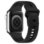 For Apple Watch 9 41mm Square Buckle Armor Style Silicone Watch Band(Black)