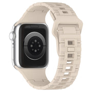 For Apple Watch 9 41mm Square Buckle Armor Style Silicone Watch Band(Ivory White)