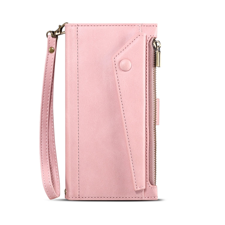 For iPhone 15 Pro ESEBLE Retro Frosted RFID Flip Leather Phone Case(Rose Gold)