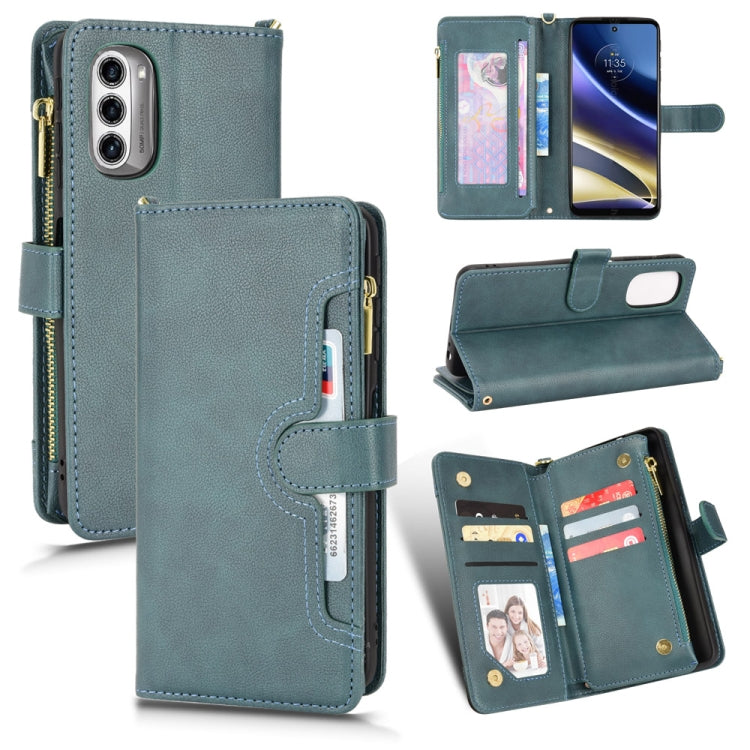 For Motorola Moto G52J 5G Litchi Texture Zipper Leather Phone Case(Green)