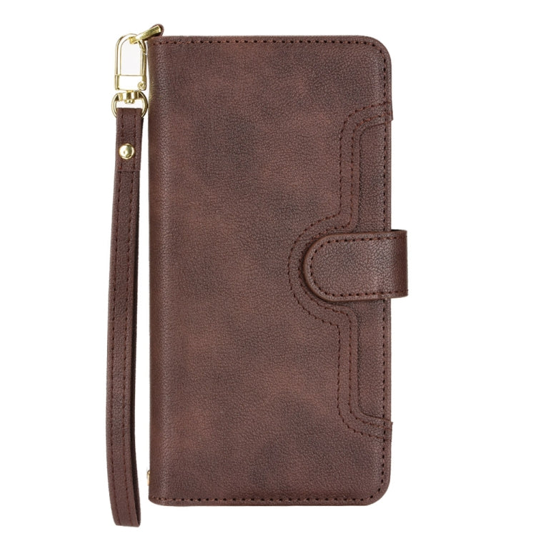 For Sharp Aquos R8 Pro / Leica Leitz Phone 3 Litchi Texture Zipper Leather Phone Case(Brown)