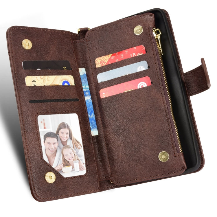 For Sharp Aquos R8 Pro / Leica Leitz Phone 3 Litchi Texture Zipper Leather Phone Case(Brown)