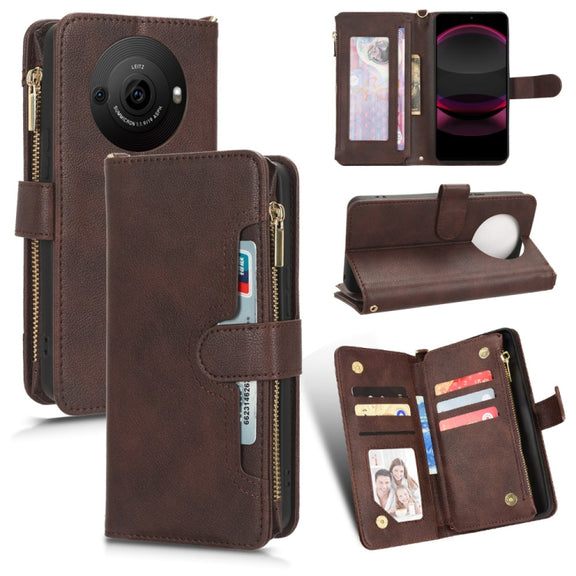 For Sharp Aquos R8 Pro / Leica Leitz Phone 3 Litchi Texture Zipper Leather Phone Case(Brown)