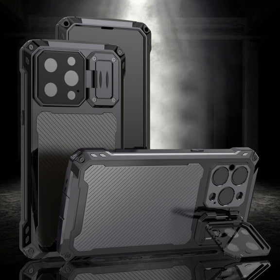 For iPhone 14 Pro Max LK MagSafe Shockproof Life Water-resistant Dustproof Metal Phone Case(Black)