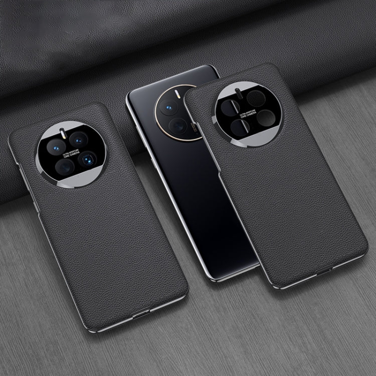 For Huawei Mate 50 Pro GKK Electroplating Leather Surface Phone Case(Black)