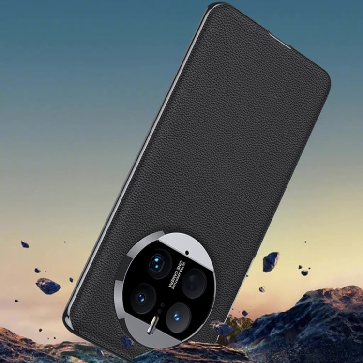 For Huawei Mate 50 Pro GKK Electroplating Leather Surface Phone Case(Black)