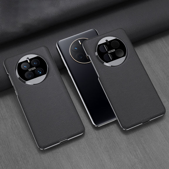 For Huawei Mate 50 Pro GKK Electroplating Leather Surface Phone Case(Black)