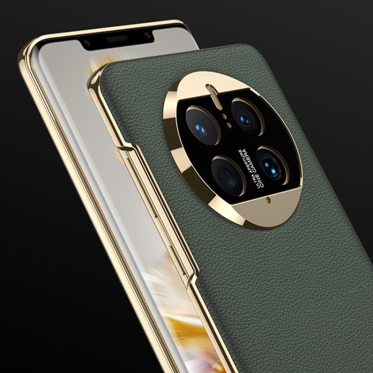 For Huawei Mate 50 Pro GKK Electroplating Leather Surface Phone Case(Cyan)