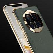 For Huawei Mate 50 Pro GKK Electroplating Leather Surface Phone Case(Cyan)