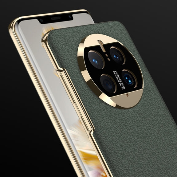 For Huawei Mate 50 Pro GKK Electroplating Leather Surface Phone Case(Cyan)