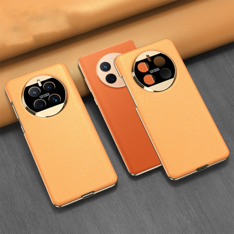For Huawei Mate 50 Pro GKK Electroplating Leather Surface Phone Case(Yellow)
