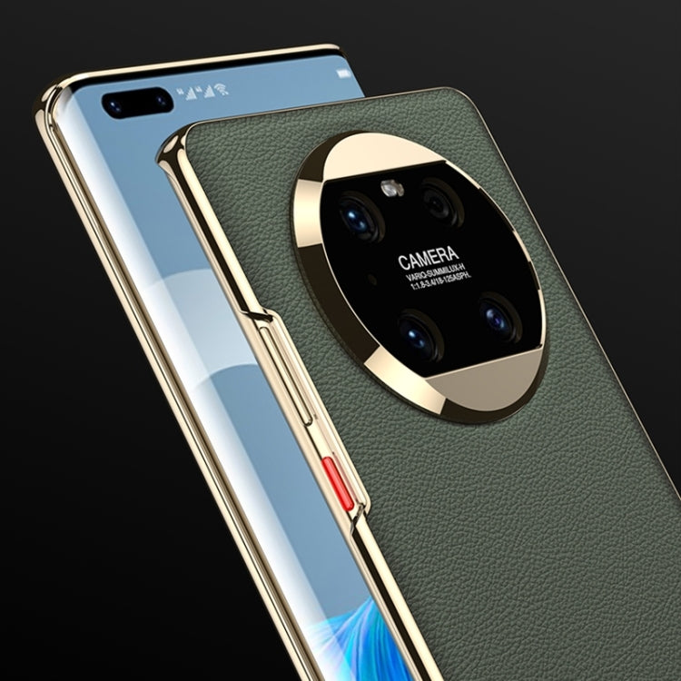 For Huawei Mate 40 GKK Electroplating Leather Surface Phone Case(Cyan)