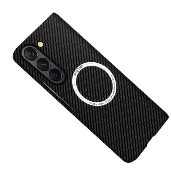 For Samsung Galaxy Z Fold5 Carbon Fiber Texture MagSafe Magnetic Phone Case(Black)