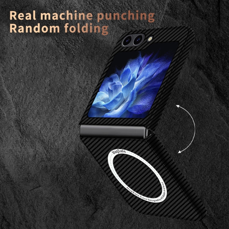 For Samsung Galaxy Z Flip5 Carbon Fiber Texture MagSafe Magnetic Phone Case(Black Red)