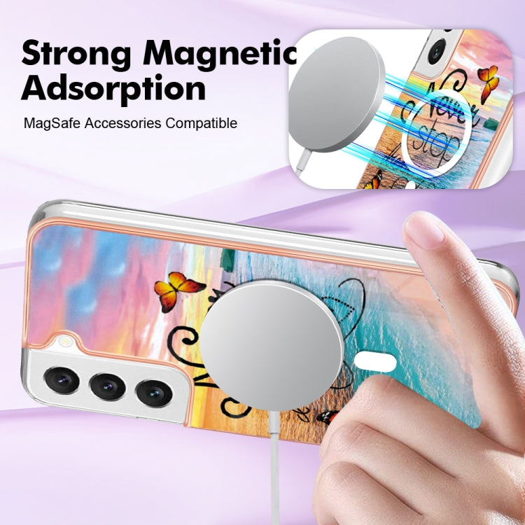 For Samsung Galaxy S22+ 5G Marble Pattern Dual-side IMD Magsafe TPU Phone Case(Dream Butterfly)