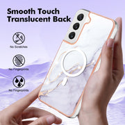 For Samsung Galaxy S23 5G Marble Pattern Dual-side IMD Magsafe TPU Phone Case(White 006)