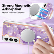 For Samsung Galaxy S23+ 5G Marble Pattern Dual-side IMD Magsafe TPU Phone Case(Purple 002)
