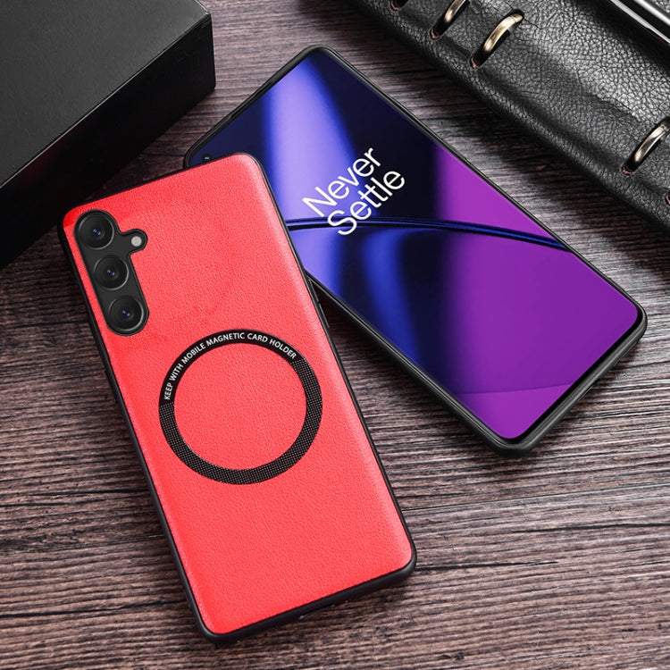 For Samsung Galaxy A35 MagSafe Magnetic PU Phone Case(Red)