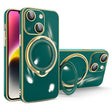 For iPhone 14 Plus Multifunction Electroplating MagSafe Holder Phone Case(Dark Green) - free shipping - PMC TechLife - Order now!