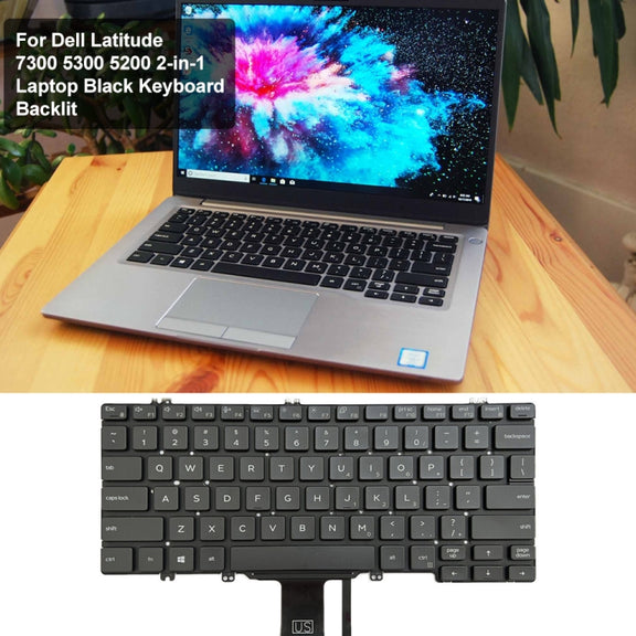 For Dell Latitude 7300 5300 5200 US Version Backlight Laptop Keyboard(Black)