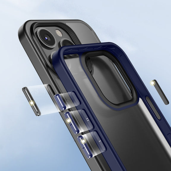 For iPhone 15 Pro Max Shield Frosted Skin Feel Phone Case(Blue)