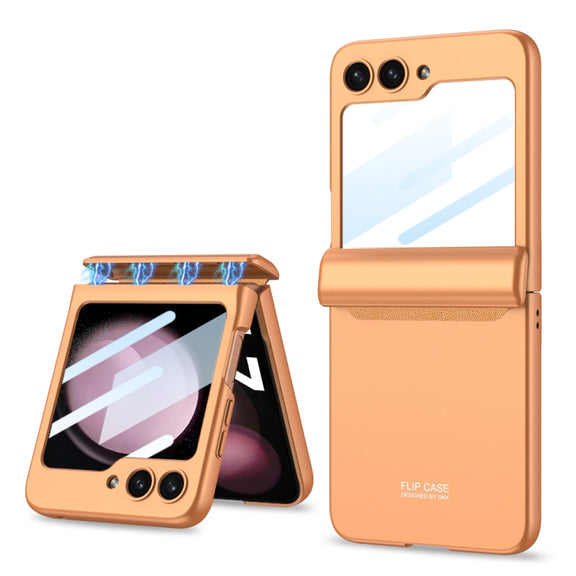 For Samsung Galaxy Z Flip5 GKK Integrated Magnetic Full Coverage Folding Phone Case(Orange)