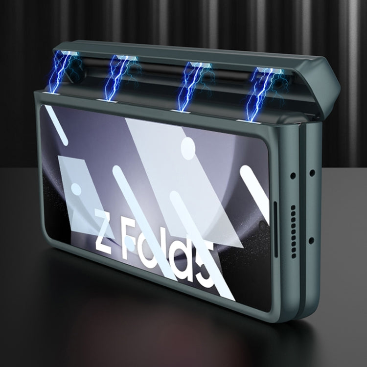 For Samsung Galaxy Z Fold5 GKK Magnetic Full Coverage Phone Flip Case with Pen Box(Night Green)