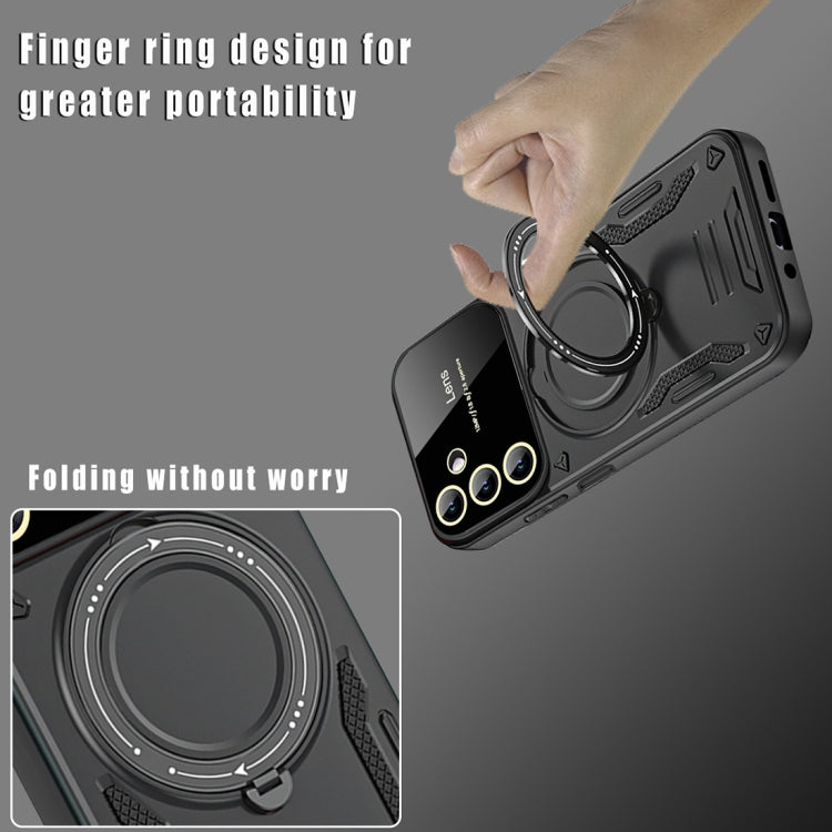 For Samsung Galaxy A14 5G Large Window MagSafe Holder Phone Case(Black)
