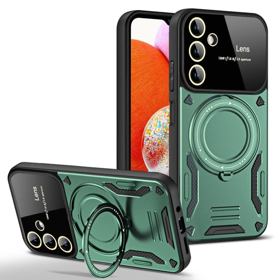 For Samsung Galaxy A14 5G Large Window MagSafe Holder Phone Case(Green)