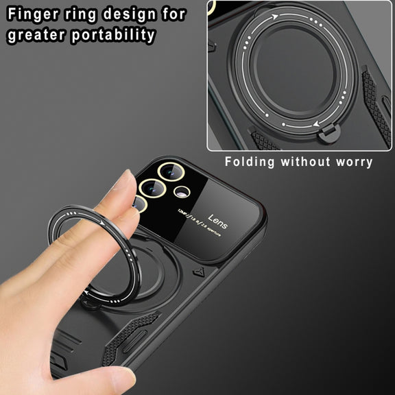 For Samsung Galaxy A34 5G Large Window MagSafe Holder Phone Case(Blue)