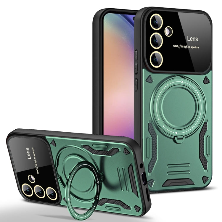 For Samsung Galaxy A54 5G Large Window MagSafe Holder Phone Case(Green)