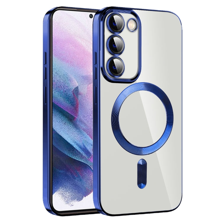 For Samsung Galaxy S21+ 5G CD Texture Plating TPU MagSafe Phone Case with Lens Film(Royal Blue)