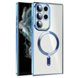 For Samsung Galaxy S22 Ultra 5G CD Texture Plating TPU MagSafe Phone Case with Lens Film(Sierra Blue) - Galaxy S22 Ultra 5G Cases by PMC TechLife | Online Shopping South Africa | PMC TechLife